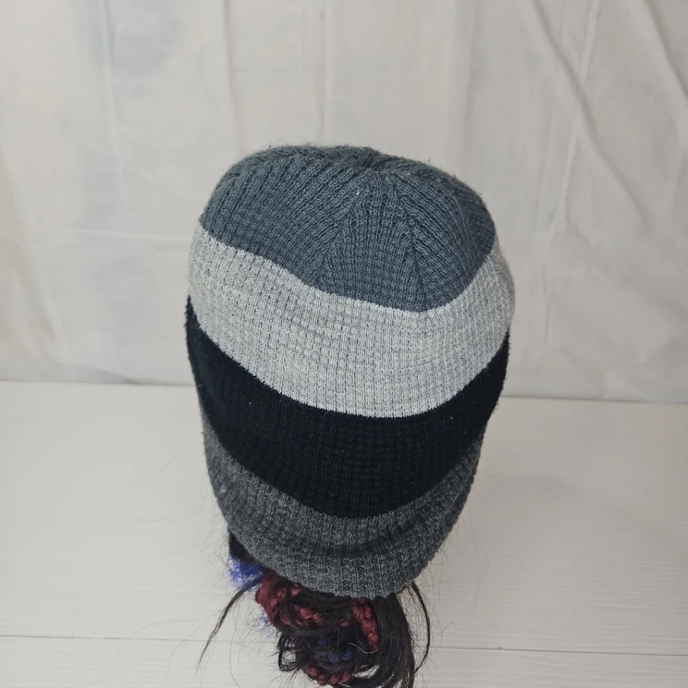 🎁Color Block Casual Solid Unisex Beanie Knitting Hat Winter Black Gray One Size - Picture 5 of 14